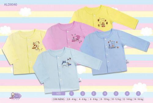 ALD0040 - Áo nút giữa màu in tay dài BabyMommy