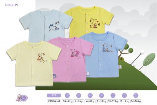 ALN0039 - Áo nút giữa màu in tay ngắn BabyMommy