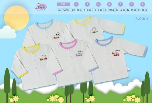 ALD0018 - Áo nút giữa trắng in tay dài BabyMommy